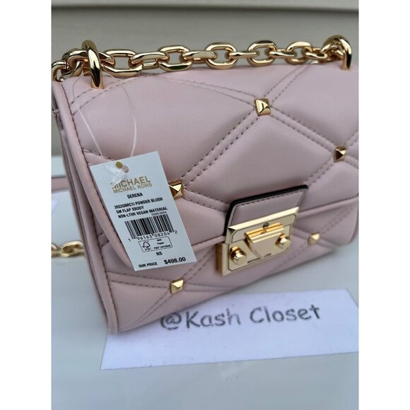 Michael Kors Crossbody Serena Small Flap Shoulder Bag Purse Powder Blush - Picture 3 of 11